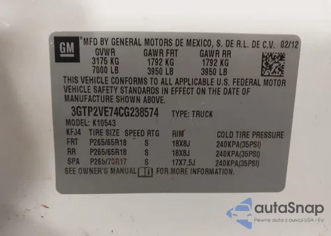 2012 GMC Sierra 1500 Sle из США, поврежденный, VIN 3GTP2VE74CG238574